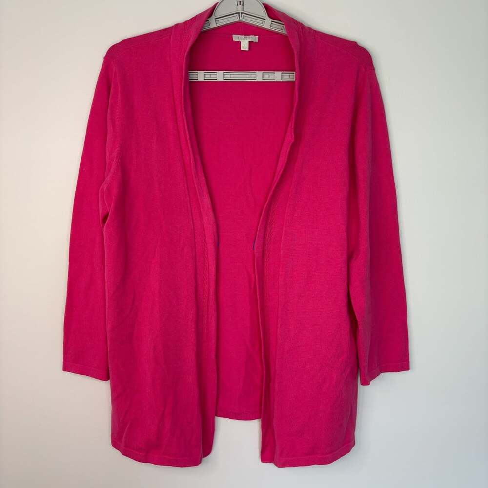 Talbots open front cardigan womens M pink knit stretch